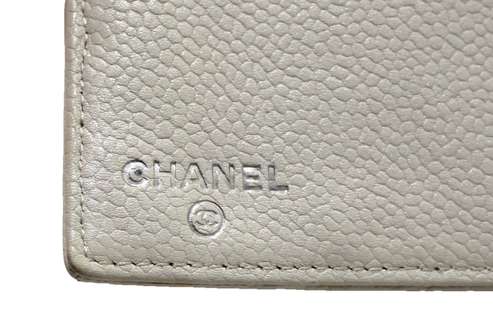 Top Quality Chanel Vintage White Caviar CC Leather Classic Long Wallet