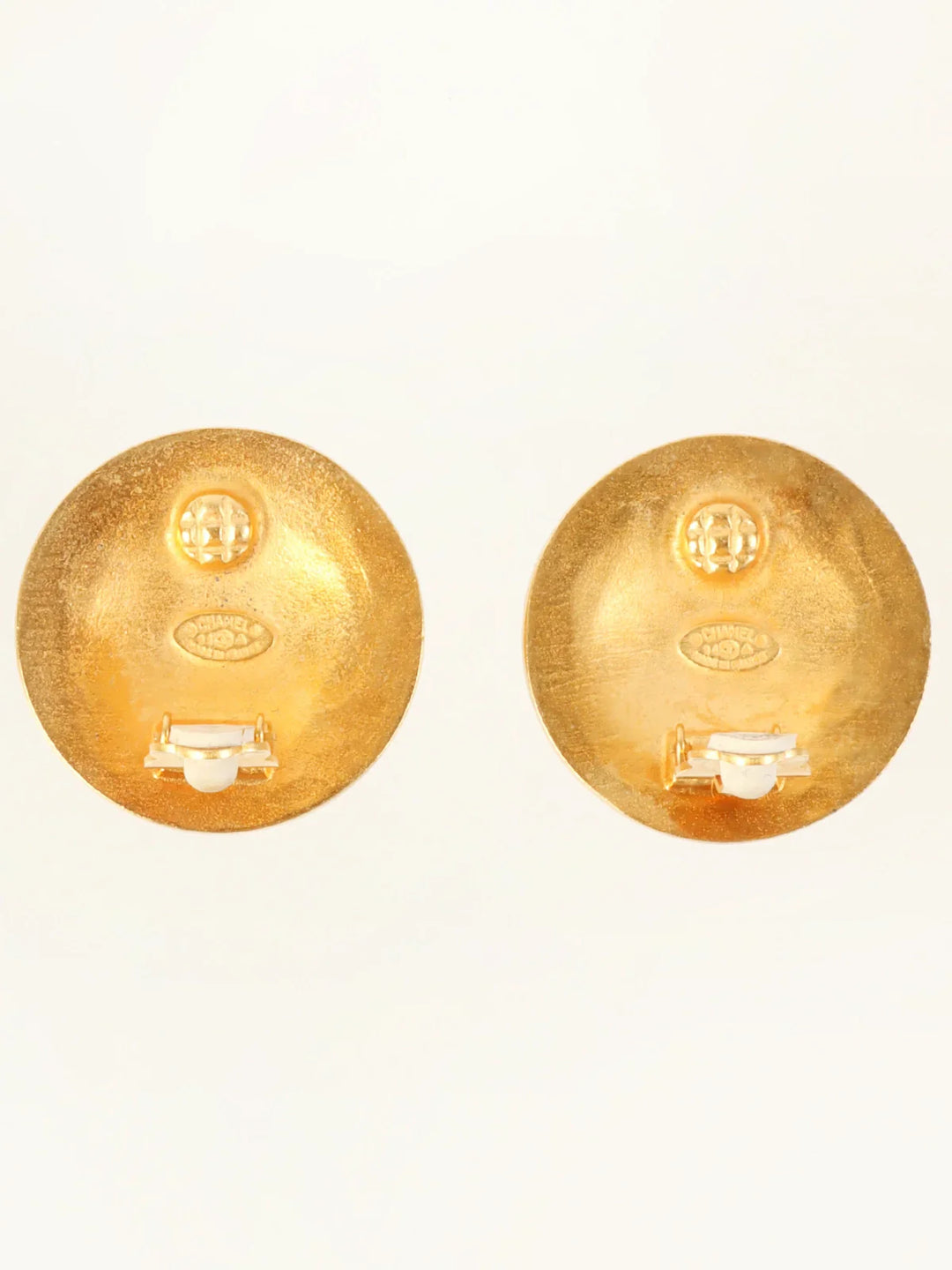 Chanel 1994 Made Round Dotted Cc Mark Earrings