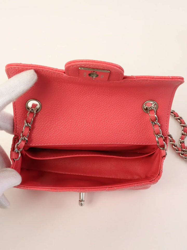 Chanel Around 2004 Made Caviar Skin Turn-Lock Mini Chain Bag Pink