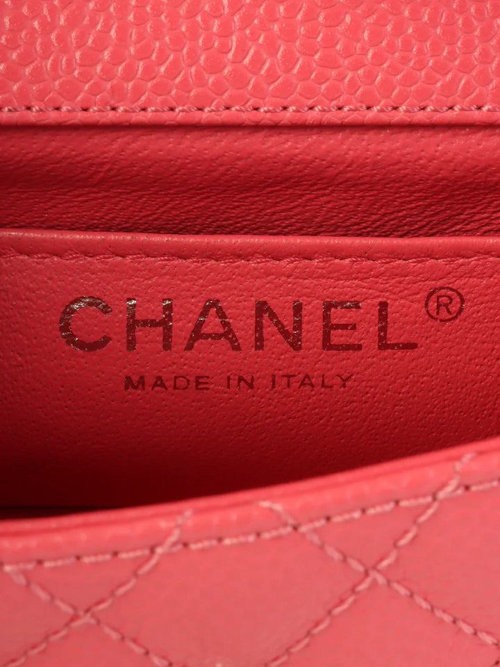 Chanel Around 2004 Made Caviar Skin Turn-Lock Mini Chain Bag Pink
