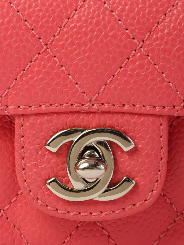 Chanel Around 2004 Made Caviar Skin Turn-Lock Mini Chain Bag Pink