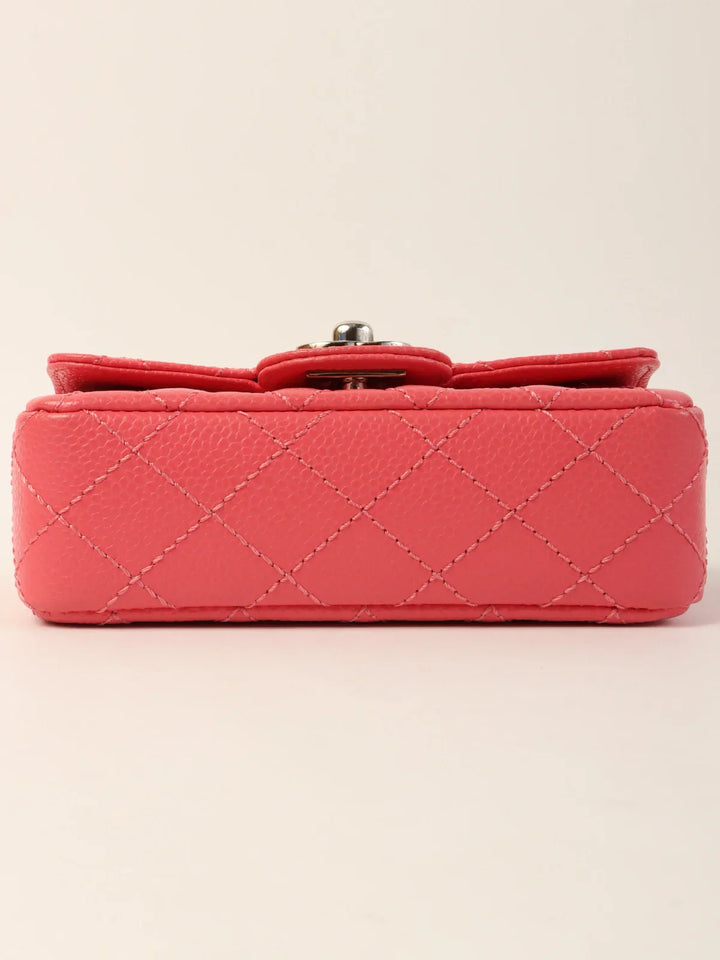 Chanel Around 2004 Made Caviar Skin Turn-Lock Mini Chain Bag Pink