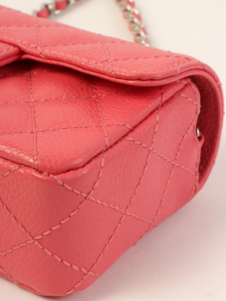 Chanel Around 2004 Made Caviar Skin Turn-Lock Mini Chain Bag Pink