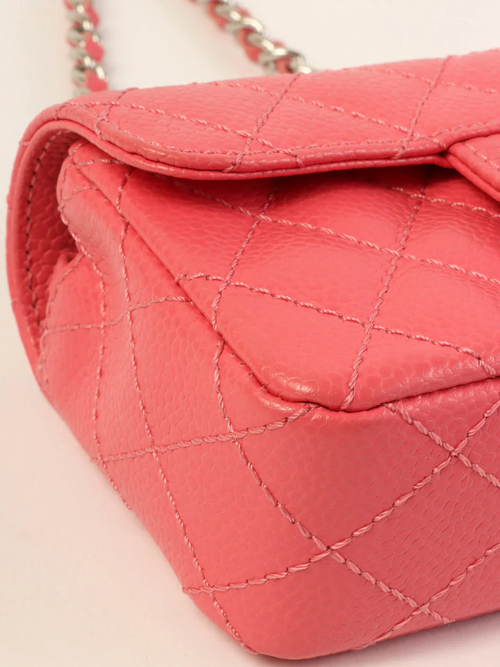 Chanel Around 2004 Made Caviar Skin Turn-Lock Mini Chain Bag Pink