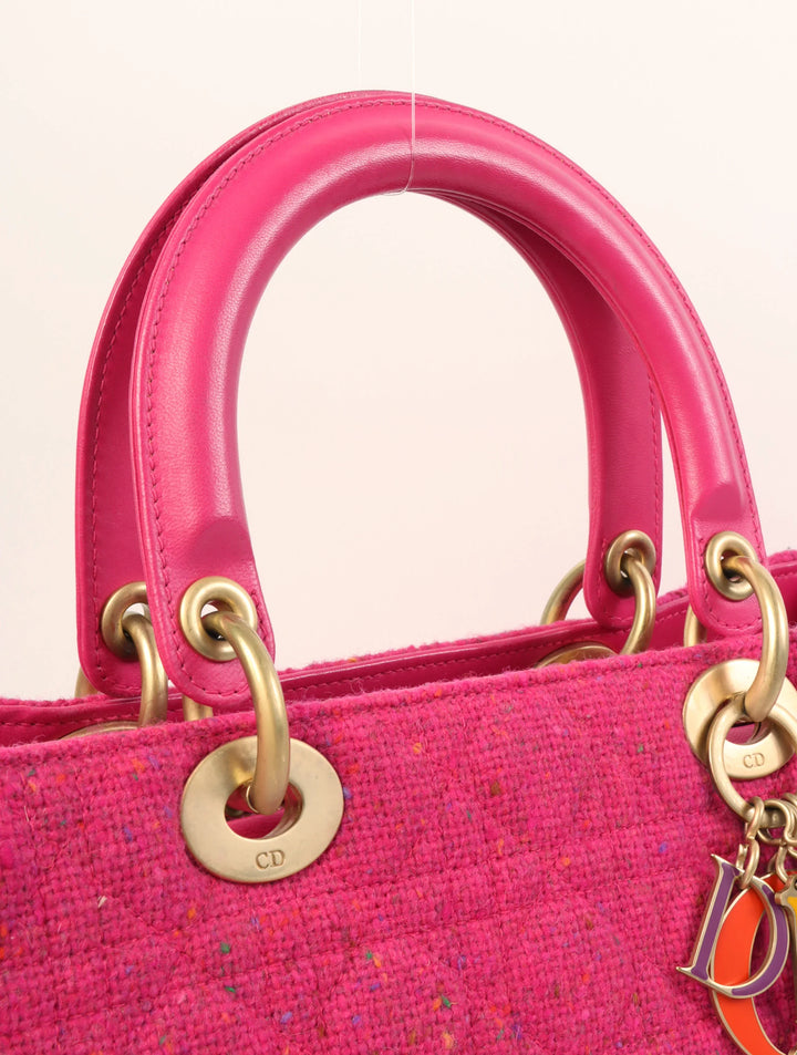 Top quality Dior Tweed Lady  2Way Bag L Pink/Multi