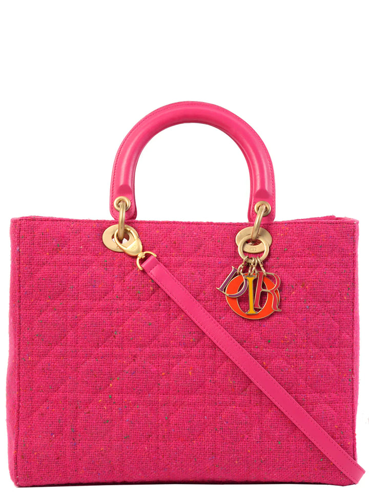 Top quality Dior Tweed Lady  2Way Bag L Pink/Multi