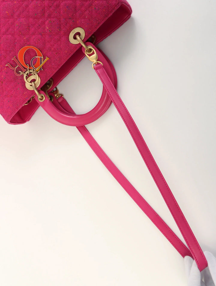 Top quality Dior Tweed Lady  2Way Bag L Pink/Multi
