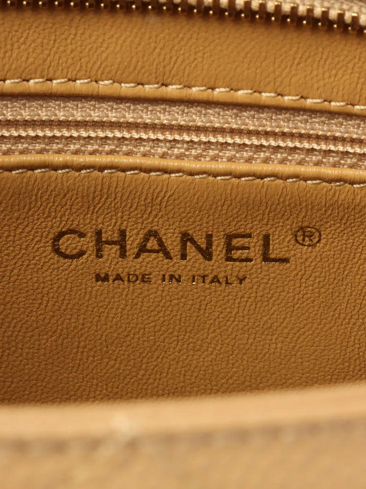 Chanel Around 2007 Caviar Skin Cc Mark Stitch Revival Tote Bag Beige