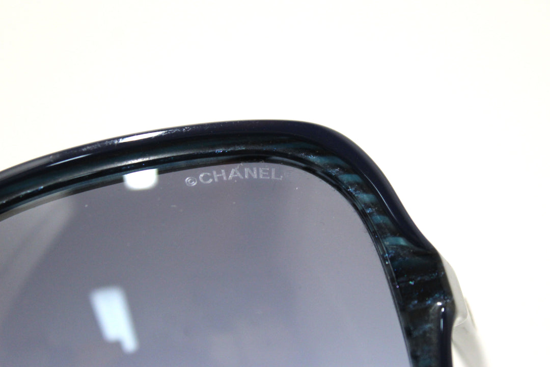 Top Quality Chanel Blue Tortoise Square Sunglasses