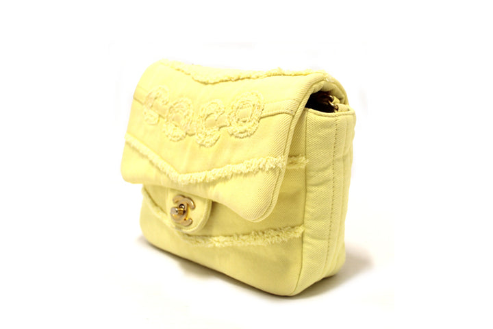 Top Quality Chanel Yellow Denim CoCo Flap Messenger Bag