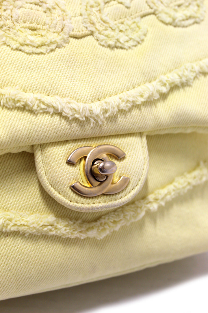 Top Quality Chanel Yellow Denim CoCo Flap Messenger Bag