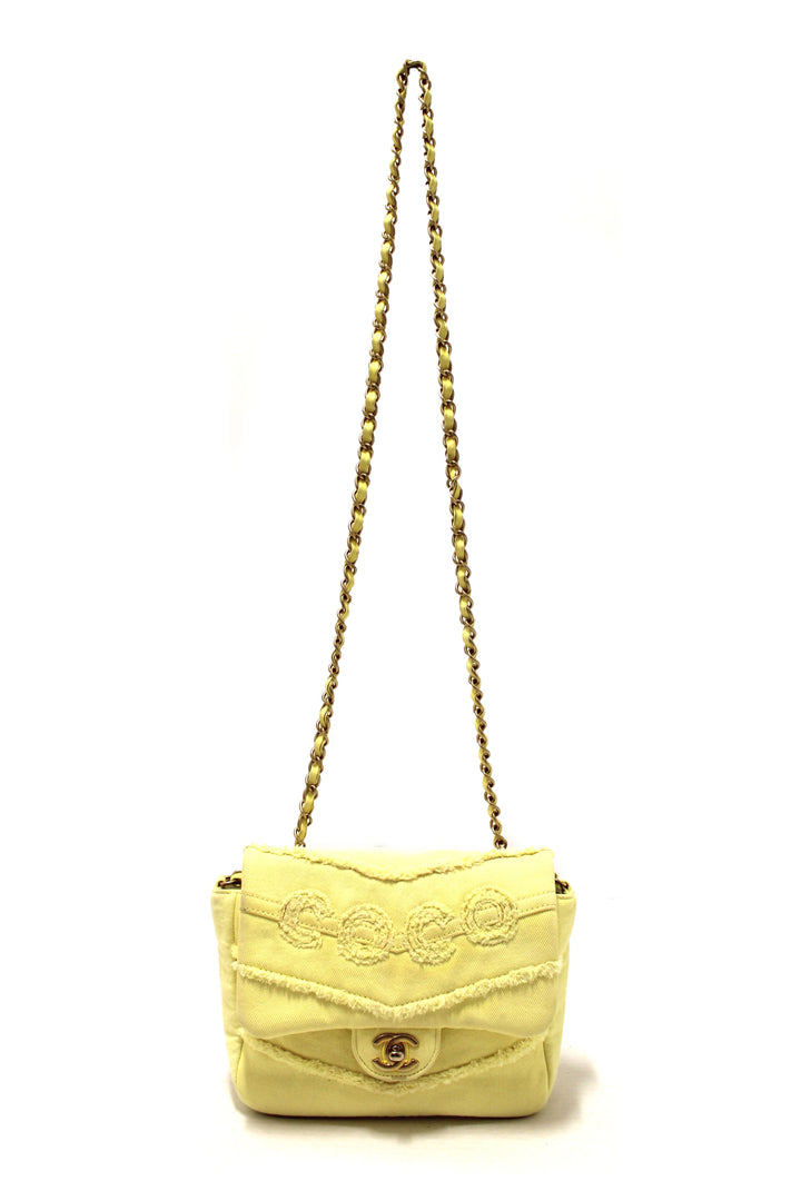 Top Quality Chanel Yellow Denim CoCo Flap Messenger Bag
