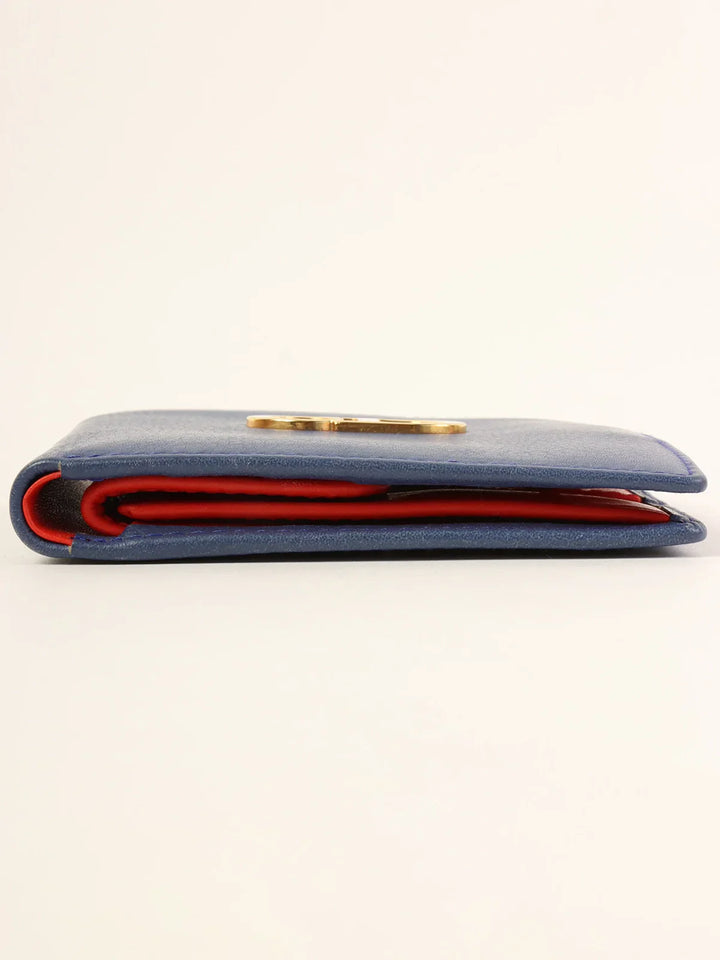 Top quality Dior Logo Plate Wallet Blue