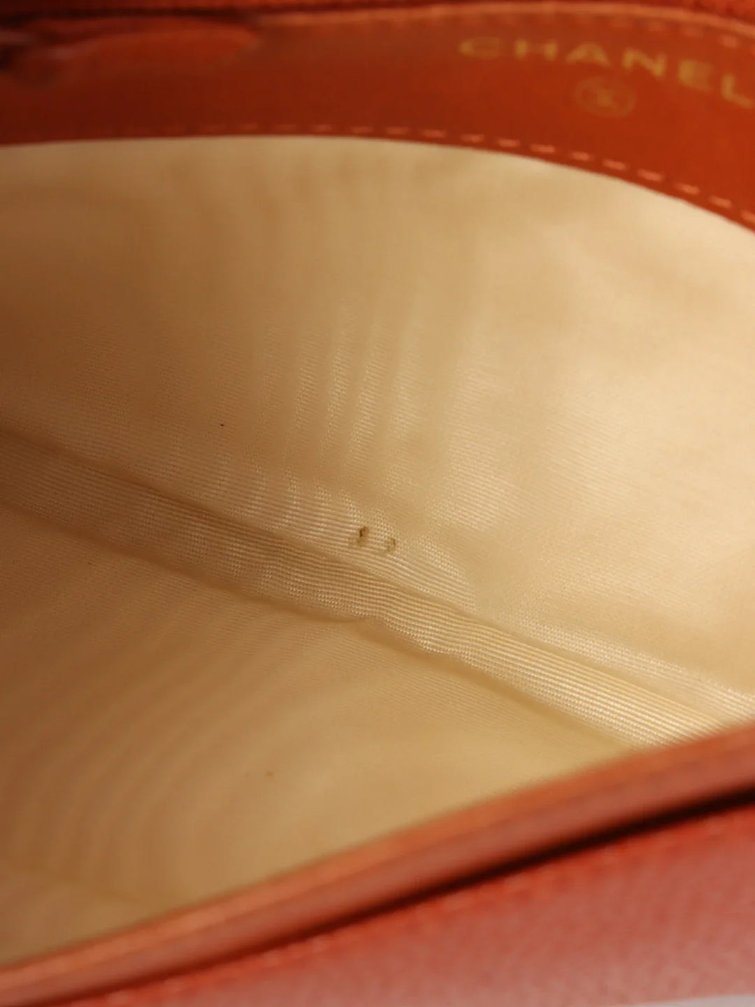 Chanel Around 1998 Made Caviar Skin Cc Mark Stitch Wallet Orange