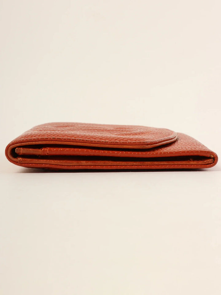 Chanel Around 1998 Made Caviar Skin Cc Mark Stitch Wallet Orange