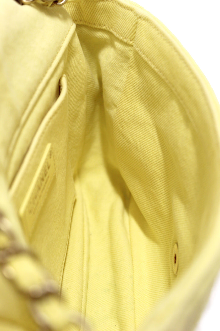 Top Quality Chanel Yellow Denim CoCo Flap Messenger Bag