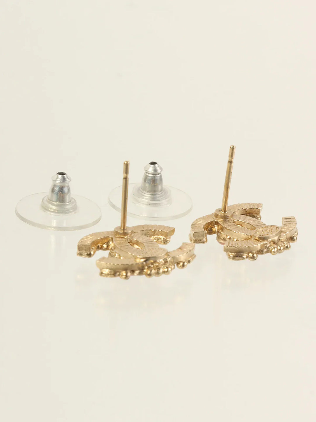 Chanel 2012 Made Rhinestone Cc Mark Pierced Earrings Gold/Pink/Black