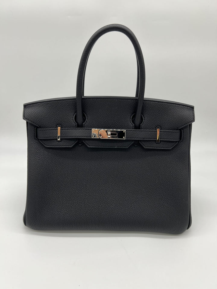 Top quality Hermes Birkin 30 Noir Togo Palladium Hardware