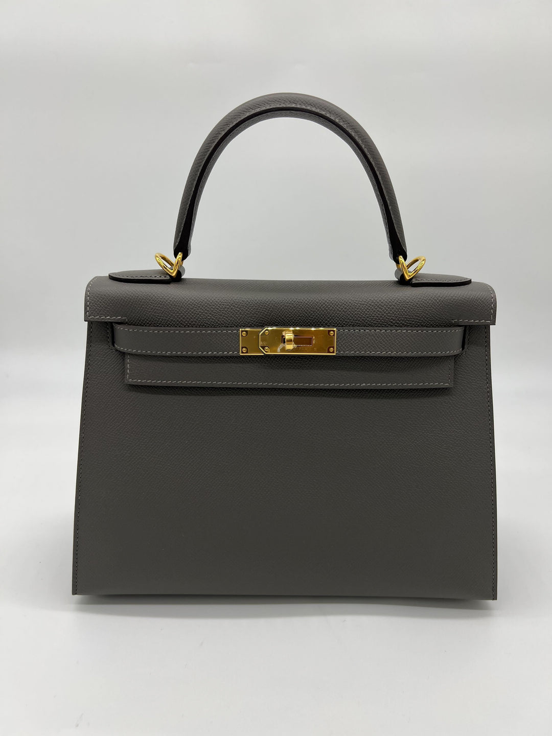 Hermes Kelly 28 Sellier Gris Meyer Epsom Leather