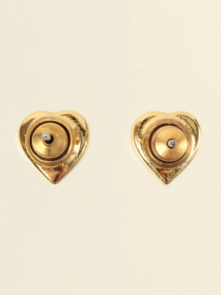 Dior Heart Rhinestone Pierced Earrings Necklace Sets Gold