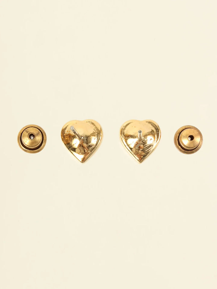 Dior Heart Rhinestone Pierced Earrings Necklace Sets Gold