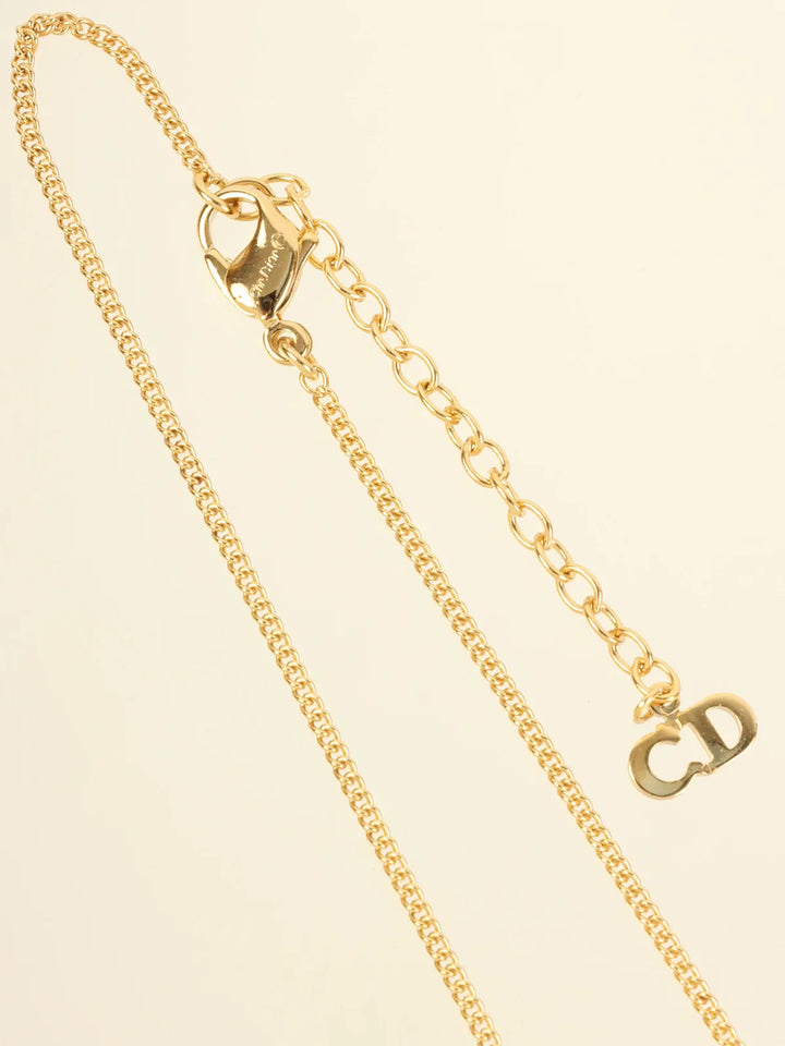 Dior Heart Rhinestone Pierced Earrings Necklace Sets Gold