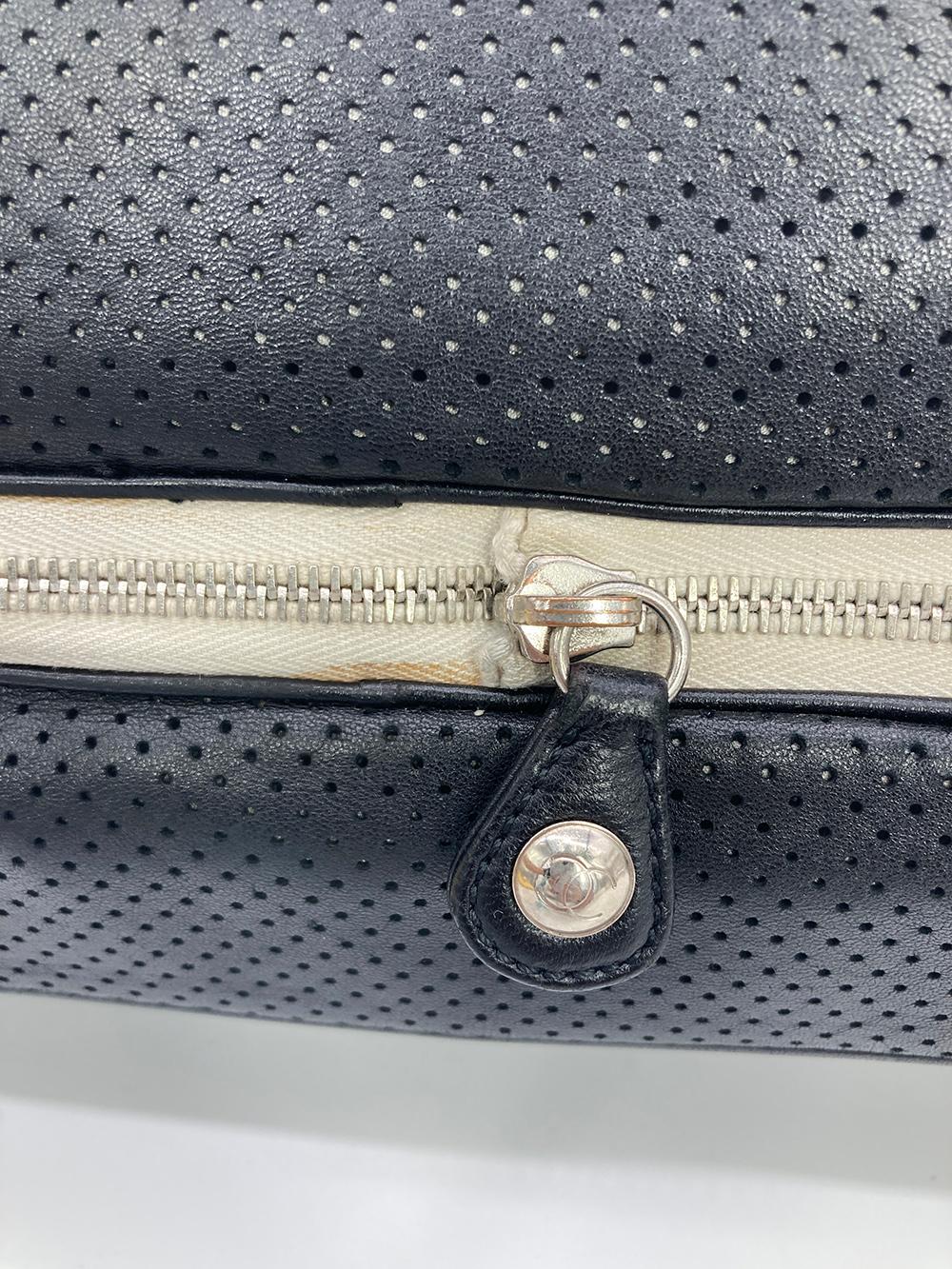 Chanel Black Perforated Leather Expandable Classic New Shoulder Bag