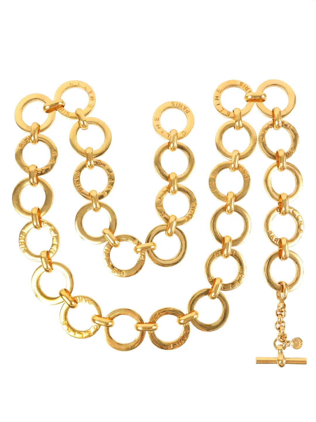 Celine Circle Logo Chain Belt Gold