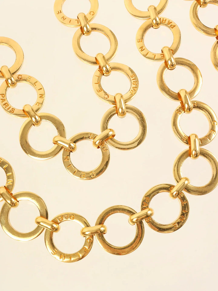 Celine Circle Logo Chain Belt Gold