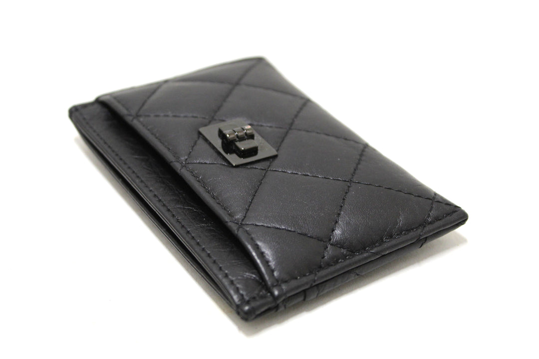 Top Quality Chanel Black Calfskin Quilted Reissue Card Holder