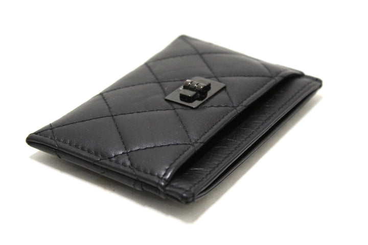 Top Quality Chanel Black Calfskin Quilted Reissue Card Holder