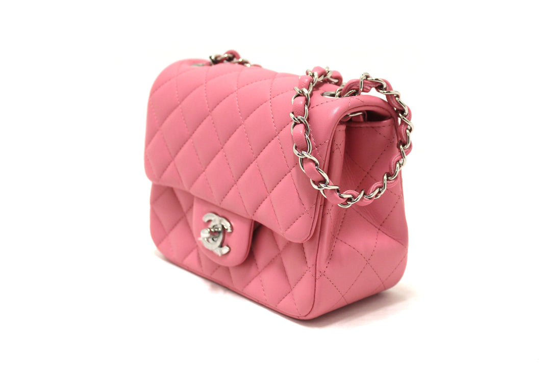 NEW Top Quality Chanel Quilted Pink Lambskin Leather Mini Square Classic Flap Bag