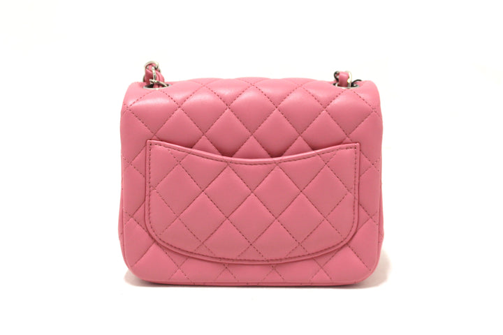 NEW Top Quality Chanel Quilted Pink Lambskin Leather Mini Square Classic Flap Bag