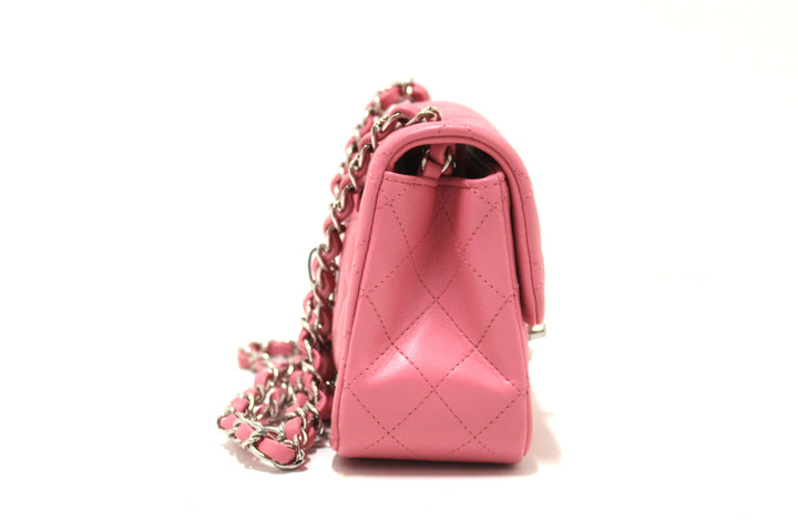 NEW Top Quality Chanel Quilted Pink Lambskin Leather Mini Square Classic Flap Bag