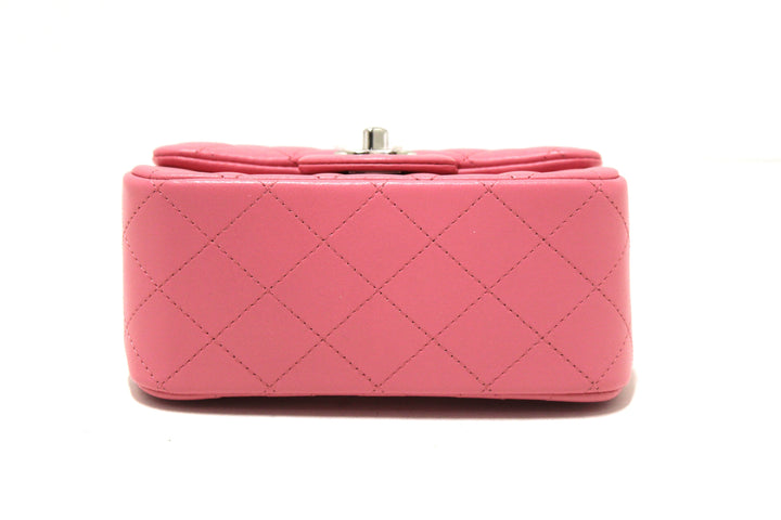 NEW Top Quality Chanel Quilted Pink Lambskin Leather Mini Square Classic Flap Bag