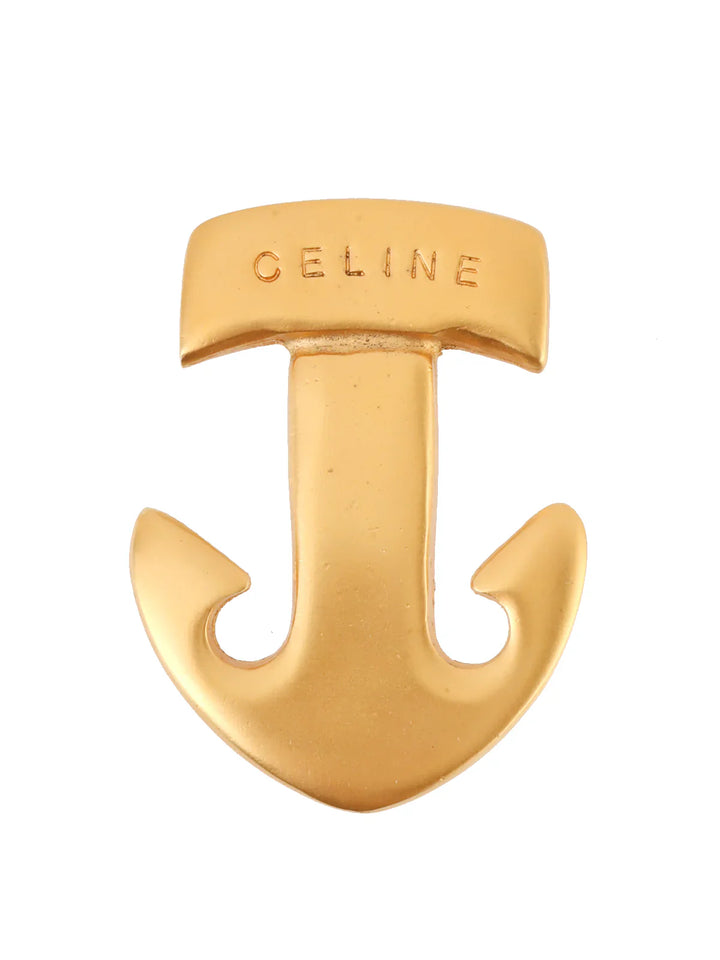 Celine Anchor Motif Logo Brooch Gold
