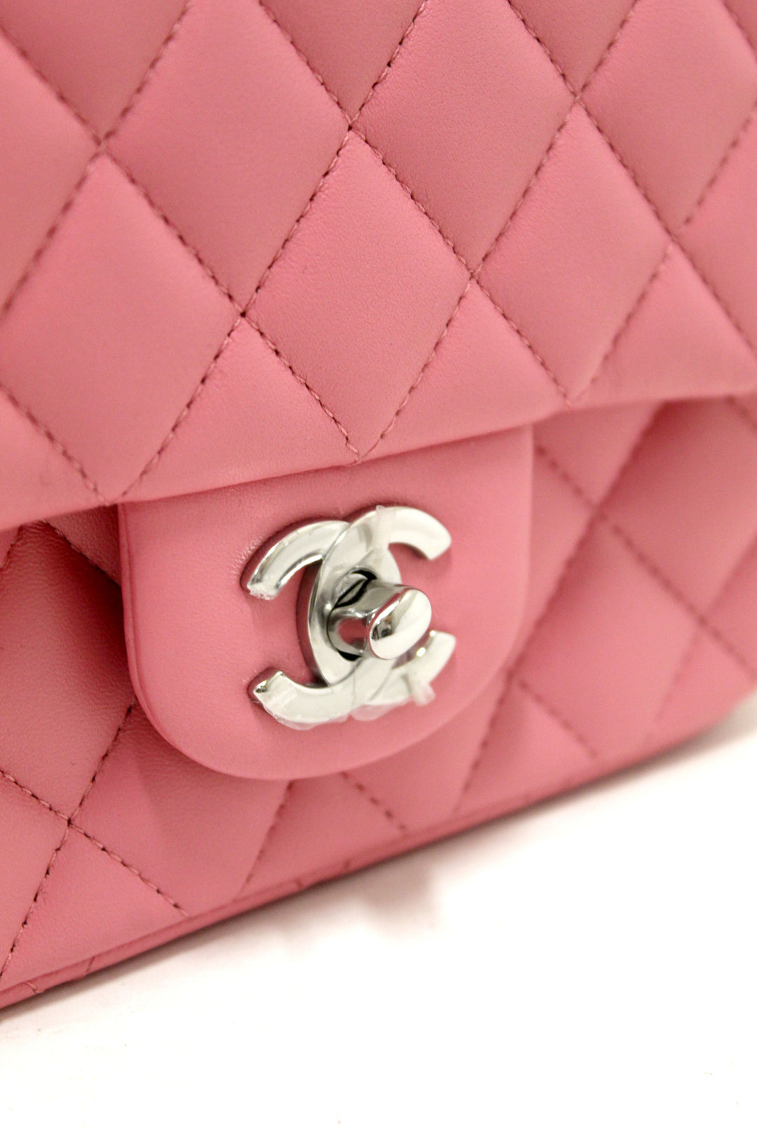 NEW Top Quality Chanel Quilted Pink Lambskin Leather Mini Square Classic Flap Bag