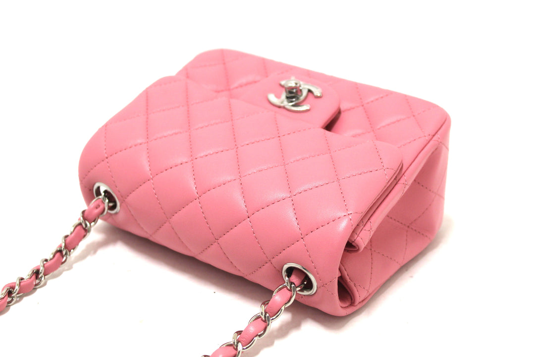 NEW Top Quality Chanel Quilted Pink Lambskin Leather Mini Square Classic Flap Bag