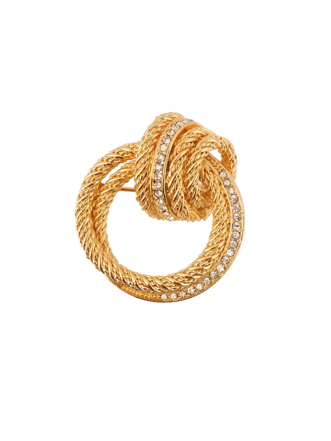 Top quality Dior Rhinestone Circle Chain Brooch Gold