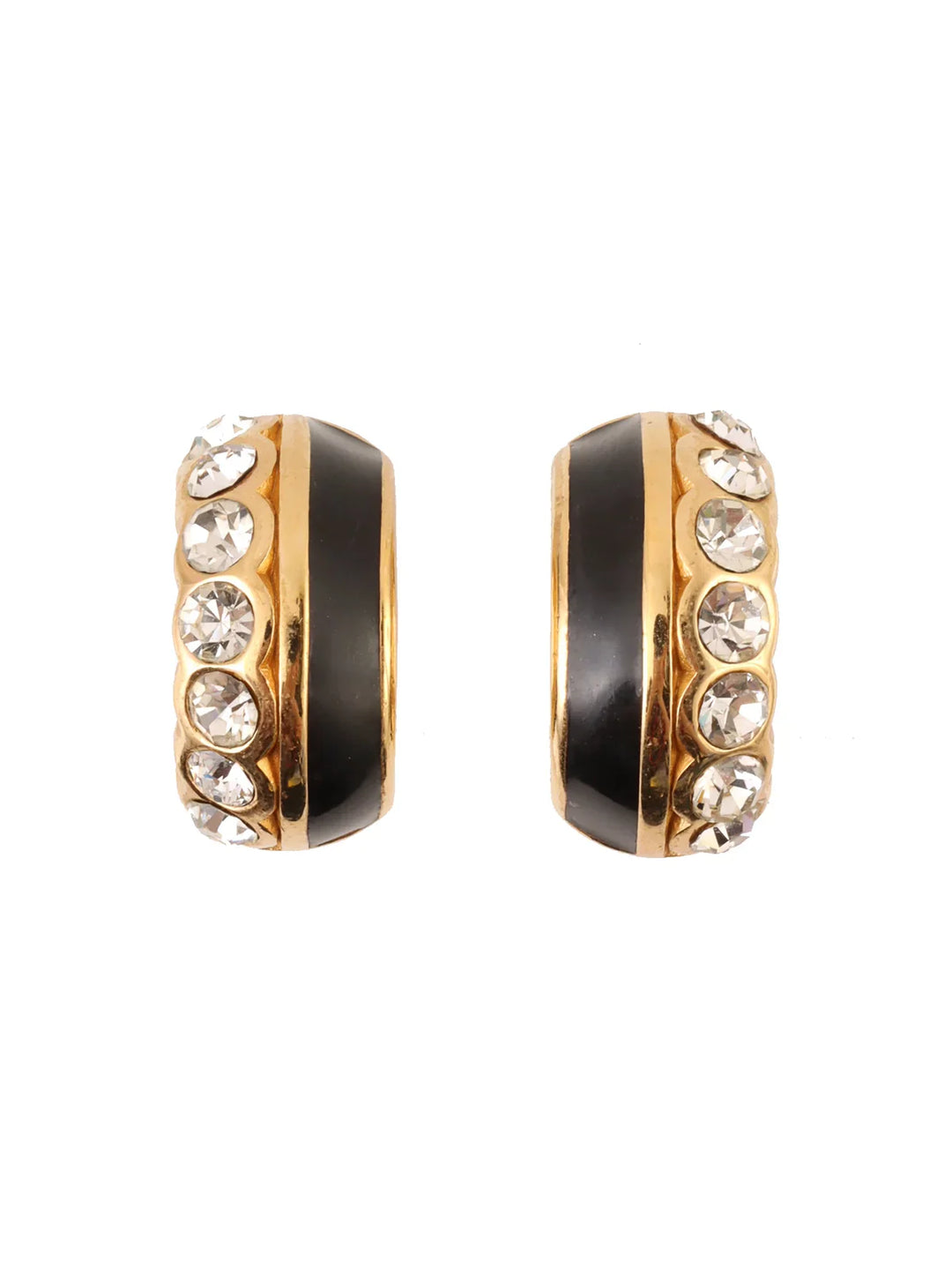Top quality Dior Rhinestone Half Hoop Earrings Gold/Black