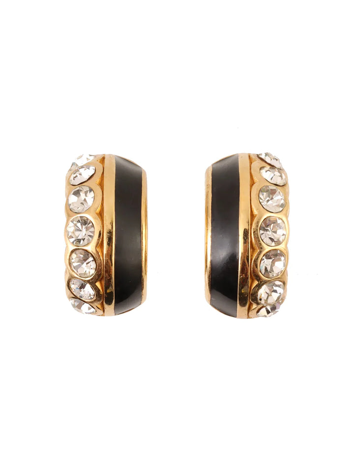 Top quality Dior Rhinestone Half Hoop Earrings Gold/Black