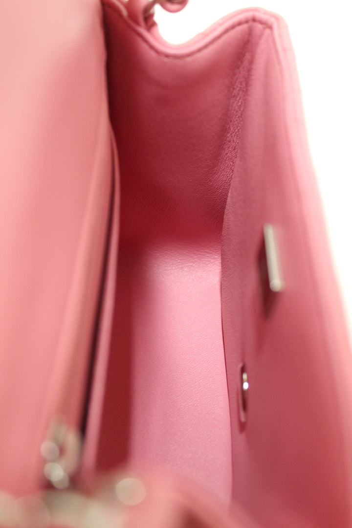 NEW Top Quality Chanel Quilted Pink Lambskin Leather Mini Square Classic Flap Bag