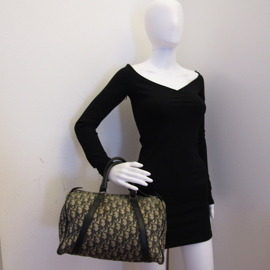 CHRISTIAN Top quality Dior Bowling Handbag in Blue Fabric