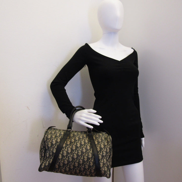 CHRISTIAN Top quality Dior Bowling Handbag in Blue Fabric