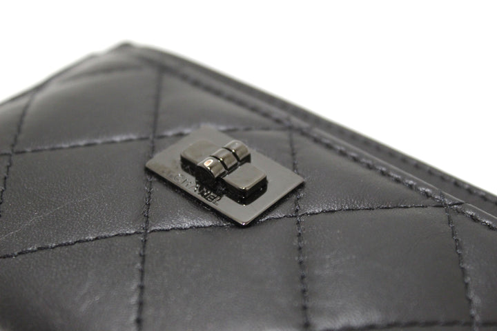 Top Quality Chanel Black Calfskin Quilted Reissue Card Holder
