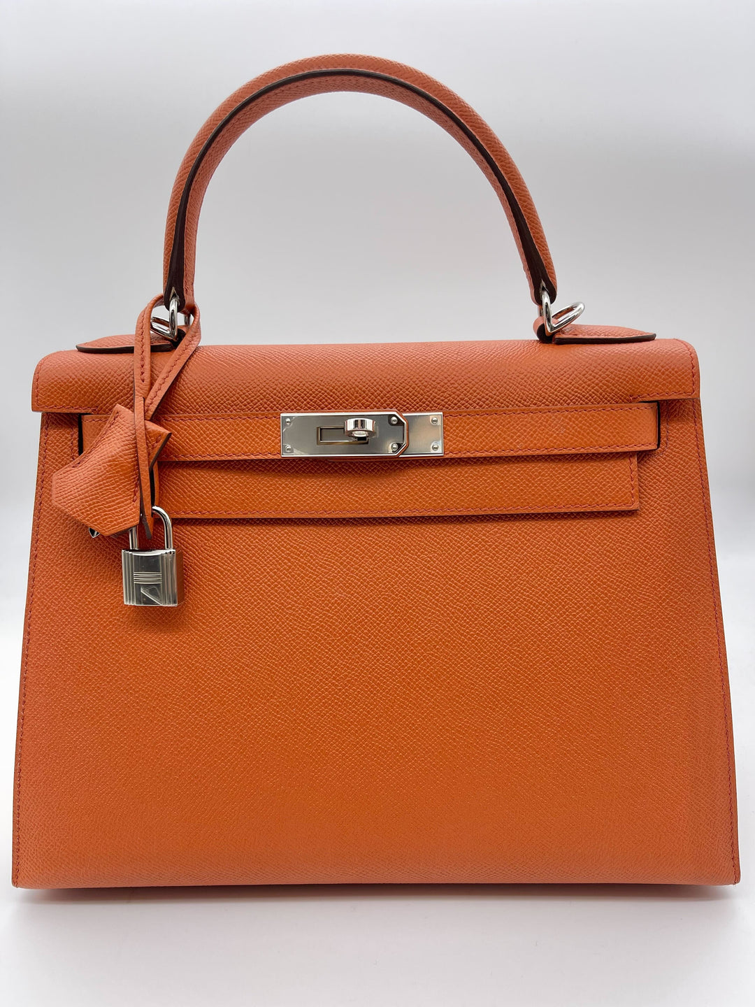 Top quality Hermes Kelly 28 Epsom Potiron Orange Palladium Hardware