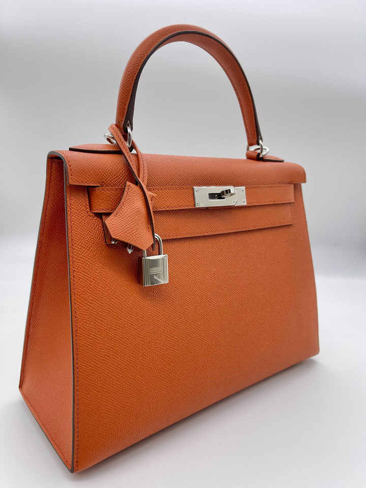 Top quality Hermes Kelly 28 Epsom Potiron Orange Palladium Hardware