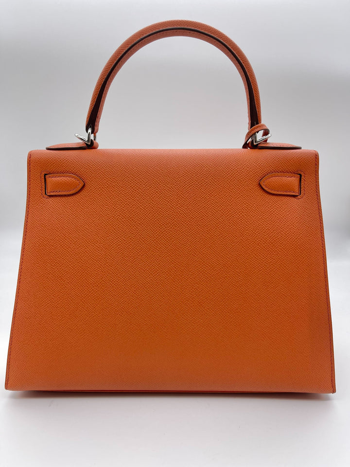 Top quality Hermes Kelly 28 Epsom Potiron Orange Palladium Hardware