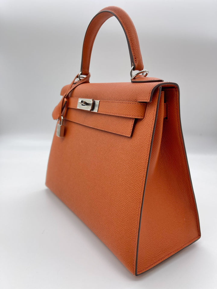 Top quality Hermes Kelly 28 Epsom Potiron Orange Palladium Hardware