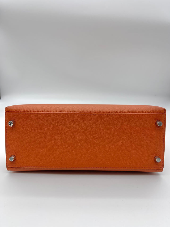 Top quality Hermes Kelly 28 Epsom Potiron Orange Palladium Hardware